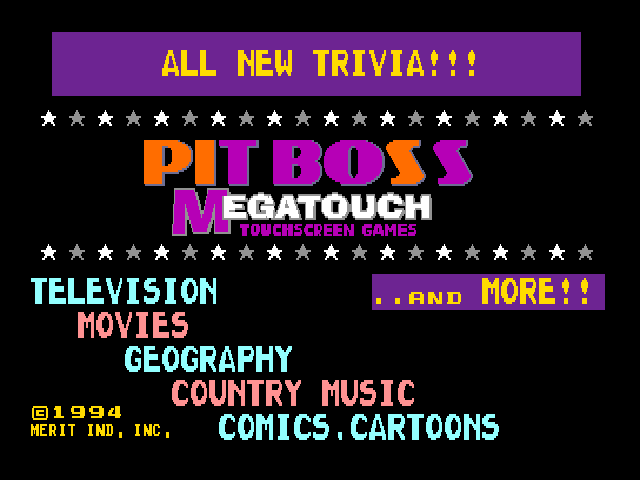 Pit Boss Megatouch (9234-20-01) Title Screen